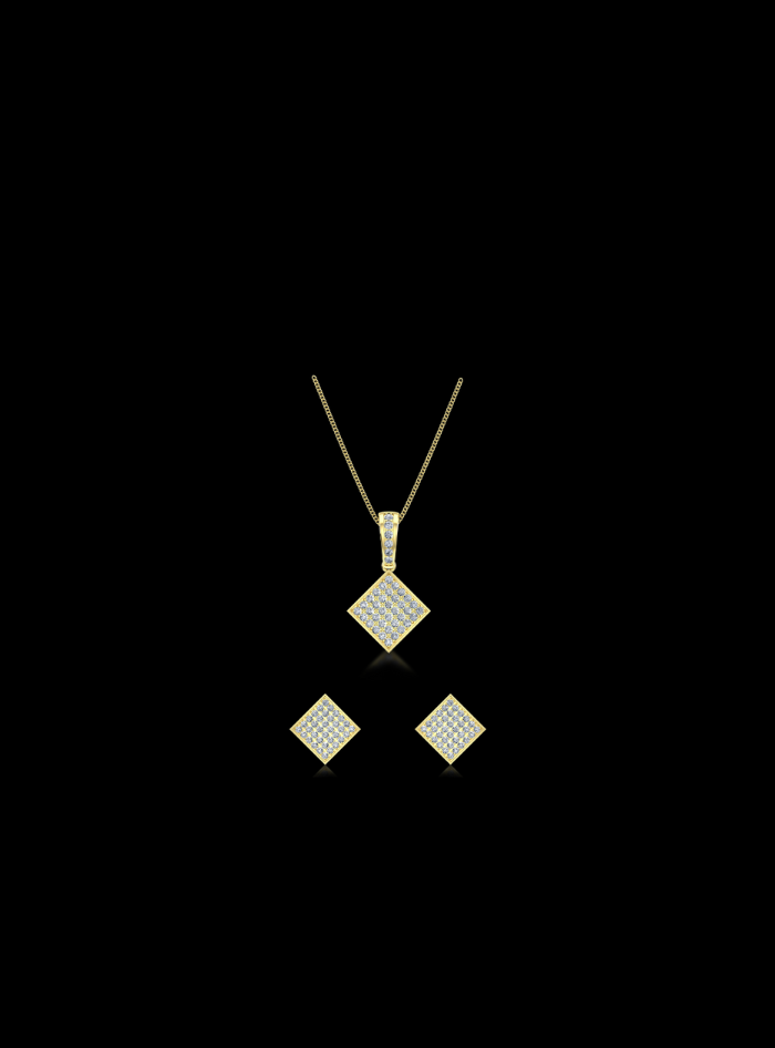 Diamond Fashion Matching Earrings & Neckwear Set-1.00 Ct TW