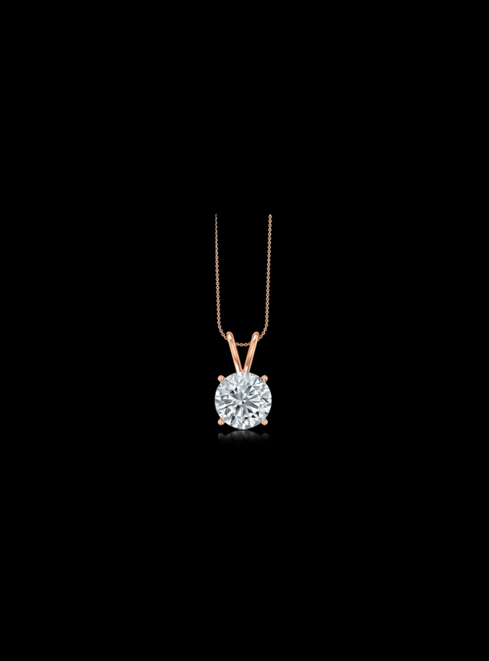 Diamond Solitaire Pendant-4 Prong Basket-0.50 Ct TW - Anvaya Canada-Rose 