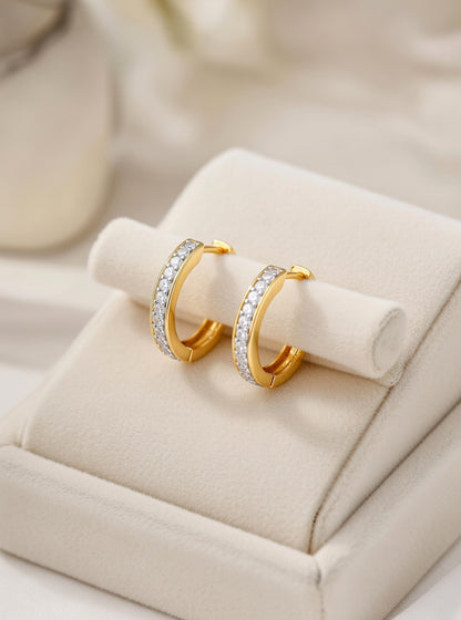Round Diamond Hoop Earring-0.85 Ct TW Gold 14K Yellow / Lab Grown Diamond / Excellent-FG-VS-Yellow