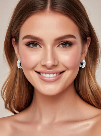 Round Diamond Huggie Hoop Earring-3.00 Ct TW-White