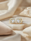 Square Halo Diamond Stud Earring-1.25 Ct TW Gold 14K Yellow / Lab Grown Diamond / Excellent-FG-VS-Yellow | Anvaya Canada