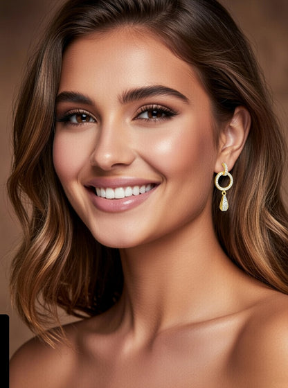 Radiant Drop Earring-0.55 Ct TW-Yellow