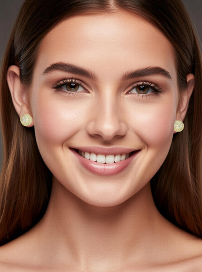 Cluster Diamond Stud Earring-1.30 Ct TW-Yellow