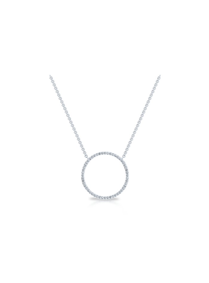 Lab Grown Diamond Circle Pendant-14K White Gold-PN19-14W1