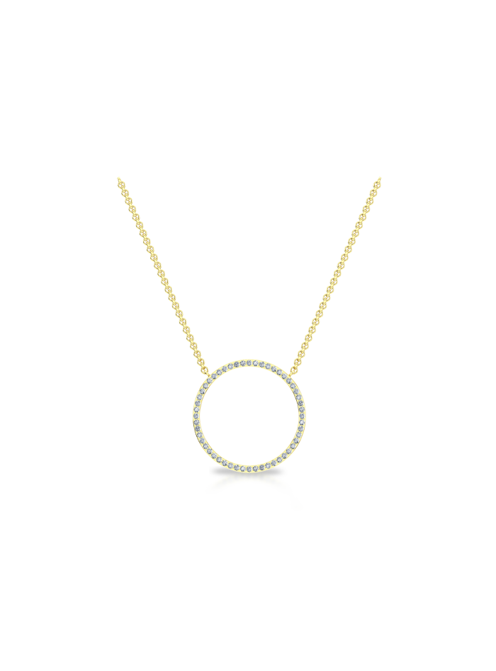 Lab Grown Diamond Circle Pendant-14K Yellow Gold-PN19-14Y1