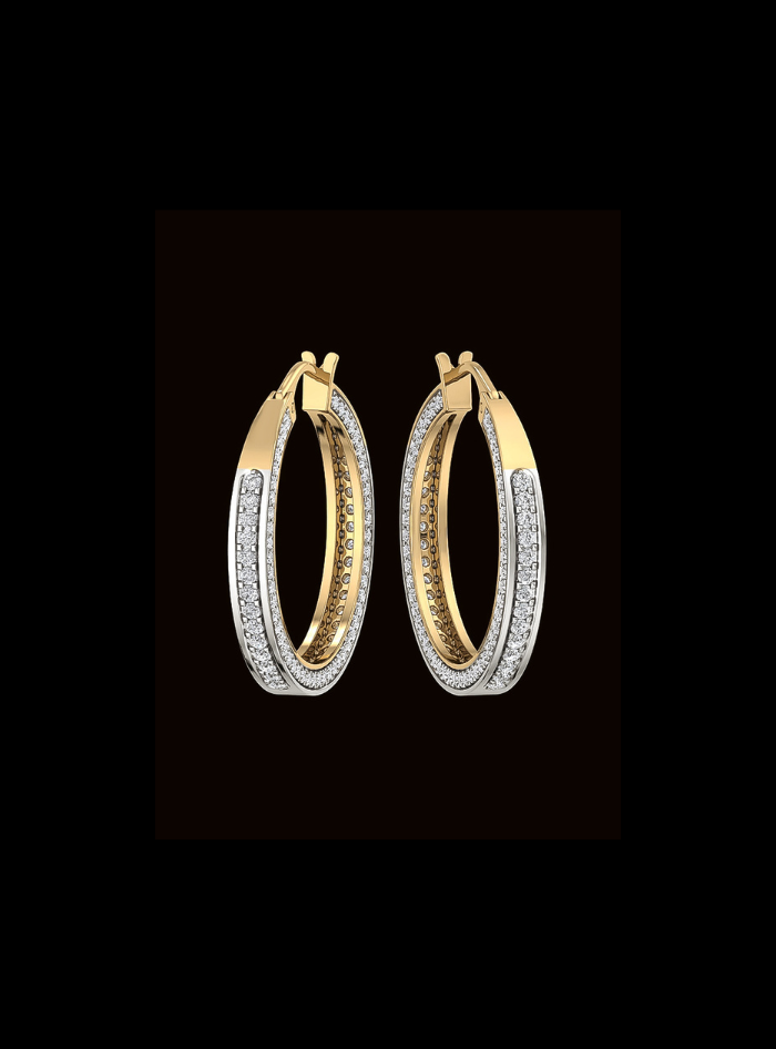 Lab Grown Diamond-Premium Hoop Earring-14K Yellow Gold-HER28-14Y1