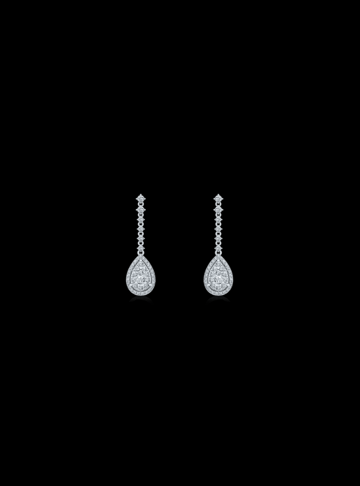 Lab Grown Diamonds Dangle Earrings-14K White Gold-ER885-14W1